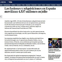 Las fusiones y adquisiciones en Espaa movilizan 4.537 millones en julio